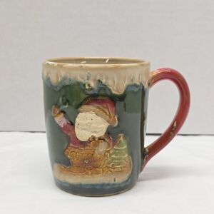 vintage folk art style Santa Claus coffee mug